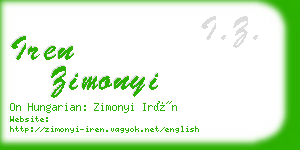 iren zimonyi business card